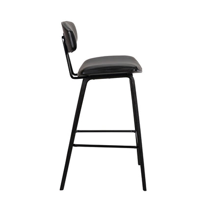 Armen Living - Fox 28.5in Bar Height Black Faux Leather and Black Wood Mid-Century Modern Bar Stool - LCFOBABLBL30 veiw 3