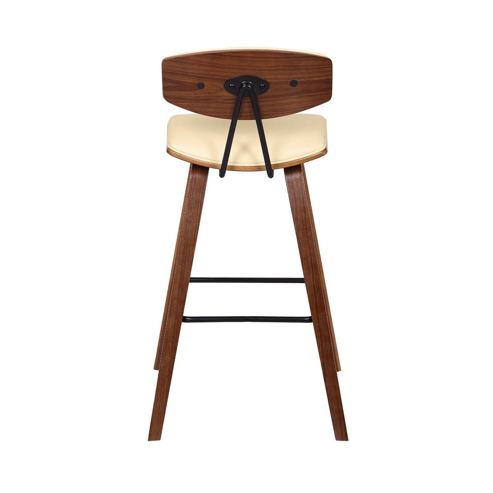 Armen Living - Fox 28.5in Bar Height Cream Faux Leather and Walnut Wood Mid-Century Modern Bar Stool - LCFOBAWACR30 veiw 5