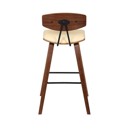 Armen Living - Fox 28.5in Bar Height Cream Faux Leather and Walnut Wood Mid-Century Modern Bar Stool - LCFOBAWACR30 veiw 5
