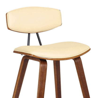 Armen Living - Fox 28.5in Bar Height Grey Faux Leather and Walnut Wood Mid-Century Modern Bar Stool - LCFOBAWAGR30 veiw 6