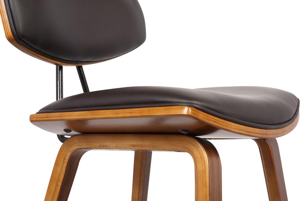 Armen Living - Fox 28.5in Bar Height Brown Faux Leather and Walnut Wood Mid-Century Modern Bar Stool - LCFOBAWABR30 veiw 6