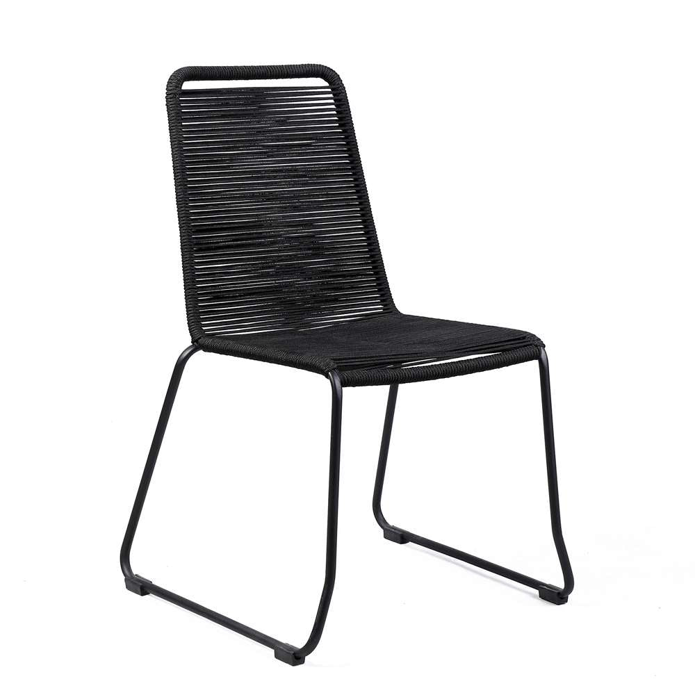 Armen Living - Koala and Shasta 5 Piece Outdoor Patio Dining Set in Light Eucalyptus Wood and Black Rope - 840254336384 veiw 2