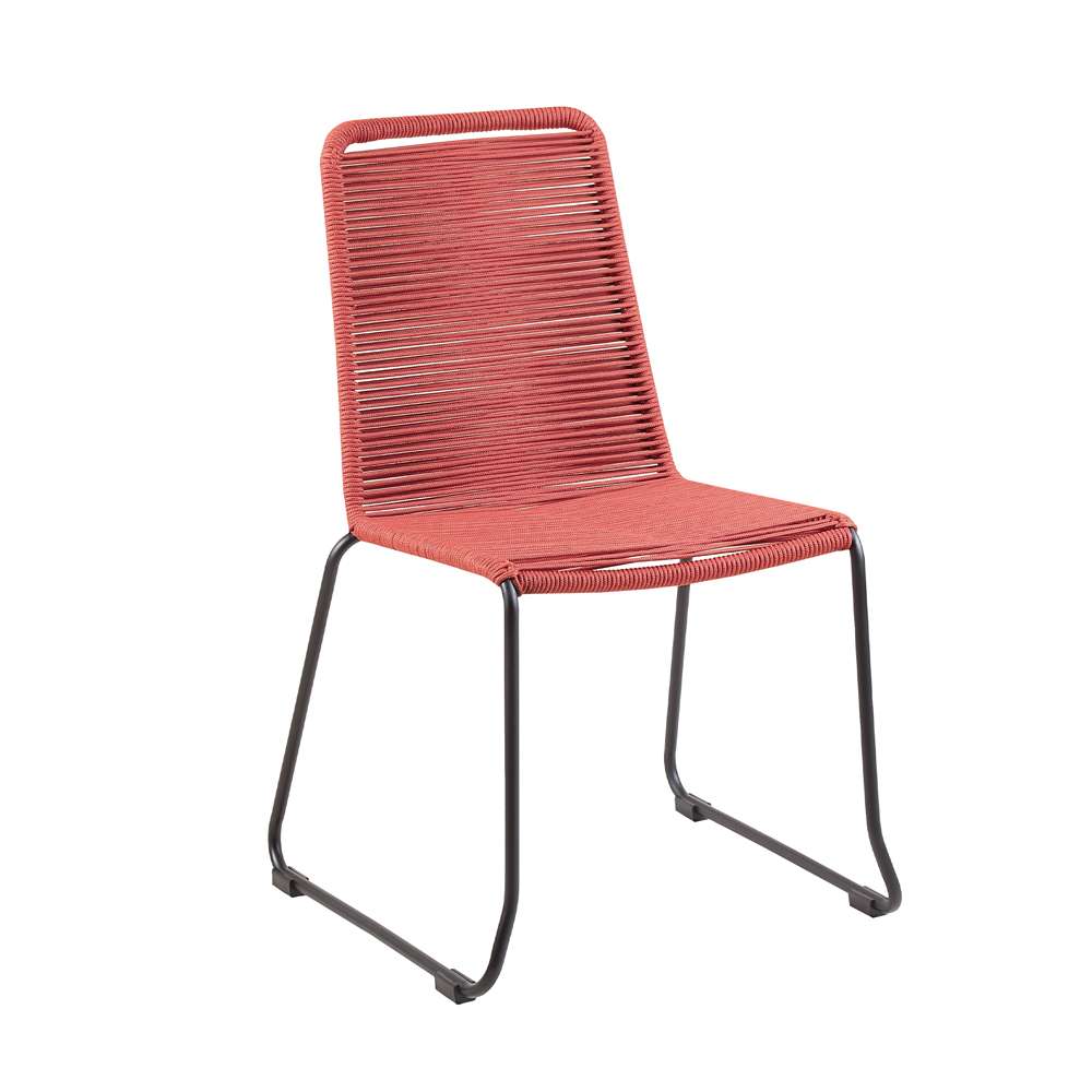 Armen Living - Koala and Shasta 5 Piece Outdoor Patio Dining Set in Light Eucalyptus Wood and Brick Red Rope - 840254336391 veiw 2