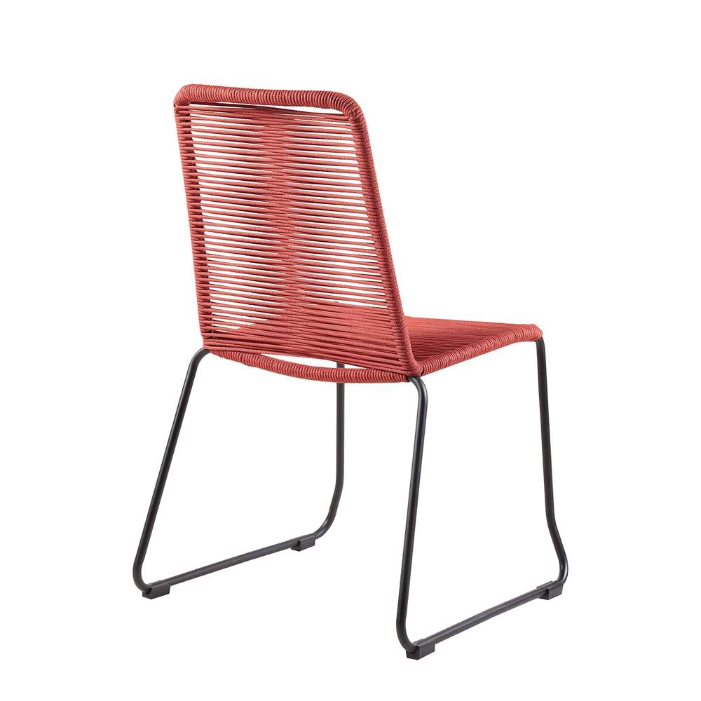 Armen Living - Koala and Shasta 5 Piece Outdoor Patio Dining Set in Light Eucalyptus Wood and Brick Red Rope - 840254336391 veiw 3