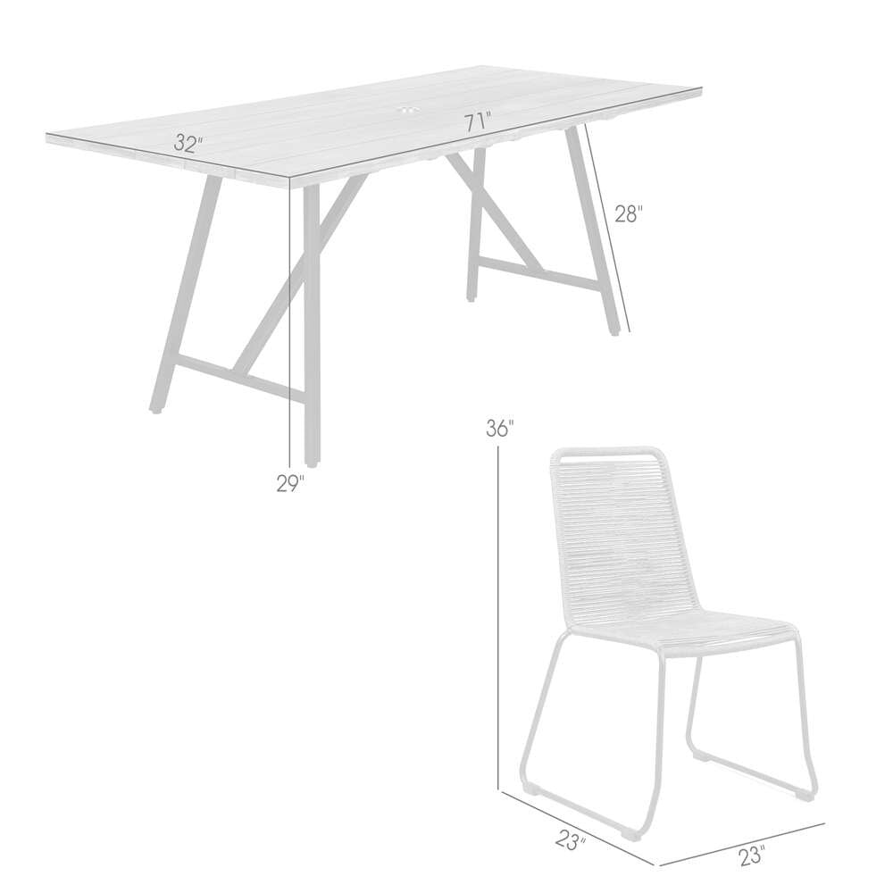 Armen Living - Koala and Shasta 5 Piece Outdoor Patio Dining Set in Light Eucalyptus Wood and Grey Rope - 840254336056 veiw 7