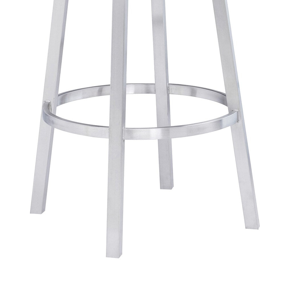 Armen Living - Madrid 30in Bar Height Swivel Black Faux Leather and Brushed Stainless Steel Bar Stool - LCMABABSBL30 veiw 6