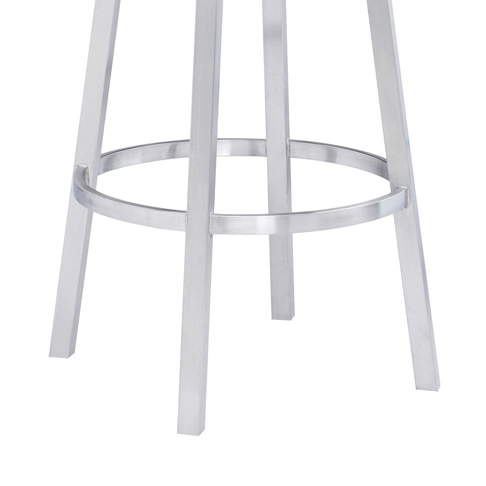 Armen Living - Madrid 30in Bar Height Swivel Grey Faux Leather and Brushed Stainless Steel Bar Stool - LCMABABSGR30 veiw 6