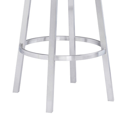 Armen Living - Madrid 30in Bar Height Swivel Grey Faux Leather and Brushed Stainless Steel Bar Stool - LCMABABSGR30 veiw 6