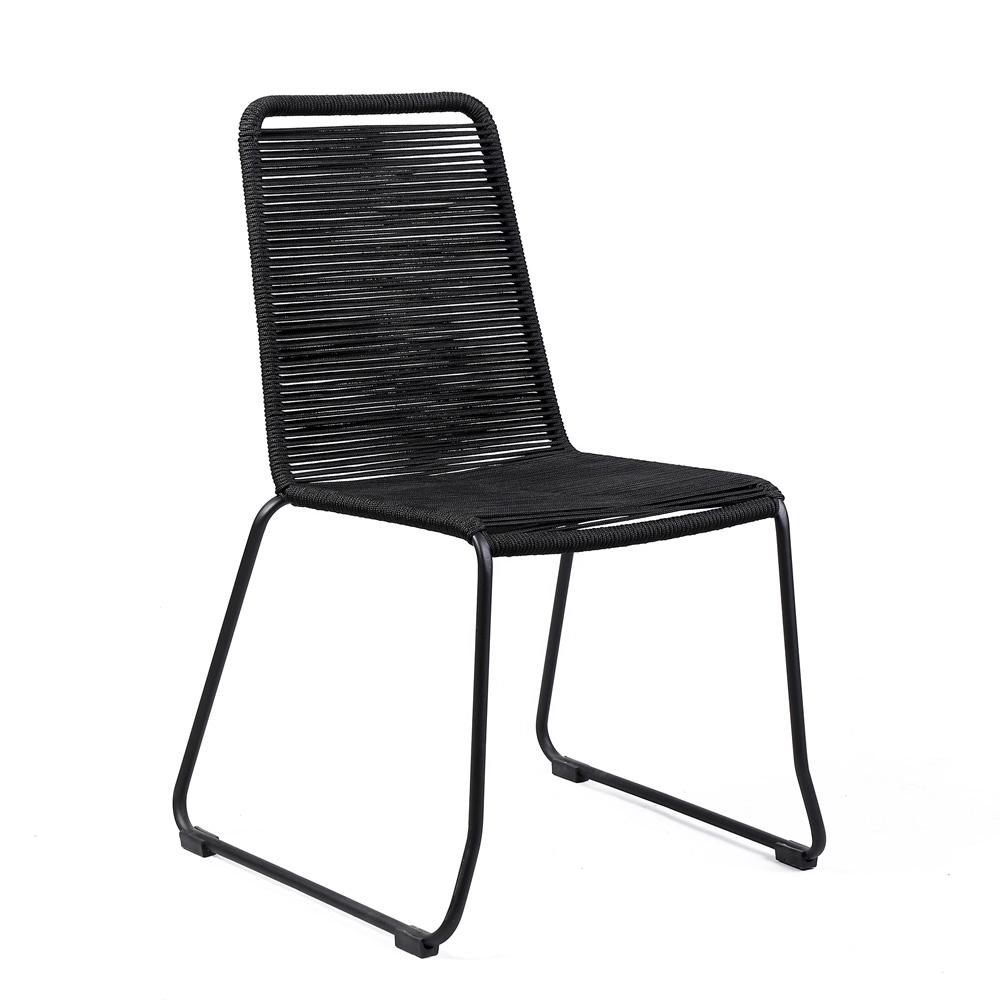 Armen Living - Shasta Outdoor Metal and Rope Stackable Dining Chair (Set of 2) - LCSHSIBRK veiw 2
