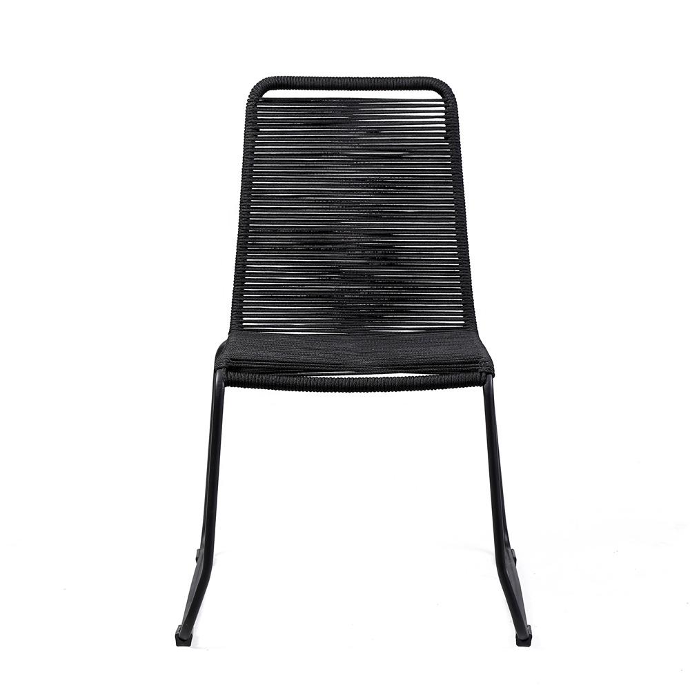 Armen Living - Shasta Outdoor Metal and Rope Stackable Dining Chair (Set of 2) - LCSHSIBRK veiw 3