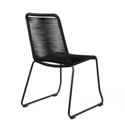 Armen Living - Shasta Outdoor Metal and Black Rope Stackable Dining Chair (Set of 2) - LCSHSIBLK veiw 4