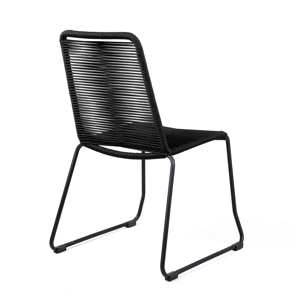Armen Living - Shasta Outdoor Metal and Rope Stackable Dining Chair (Set of 2) - LCSHSIBRK veiw 4