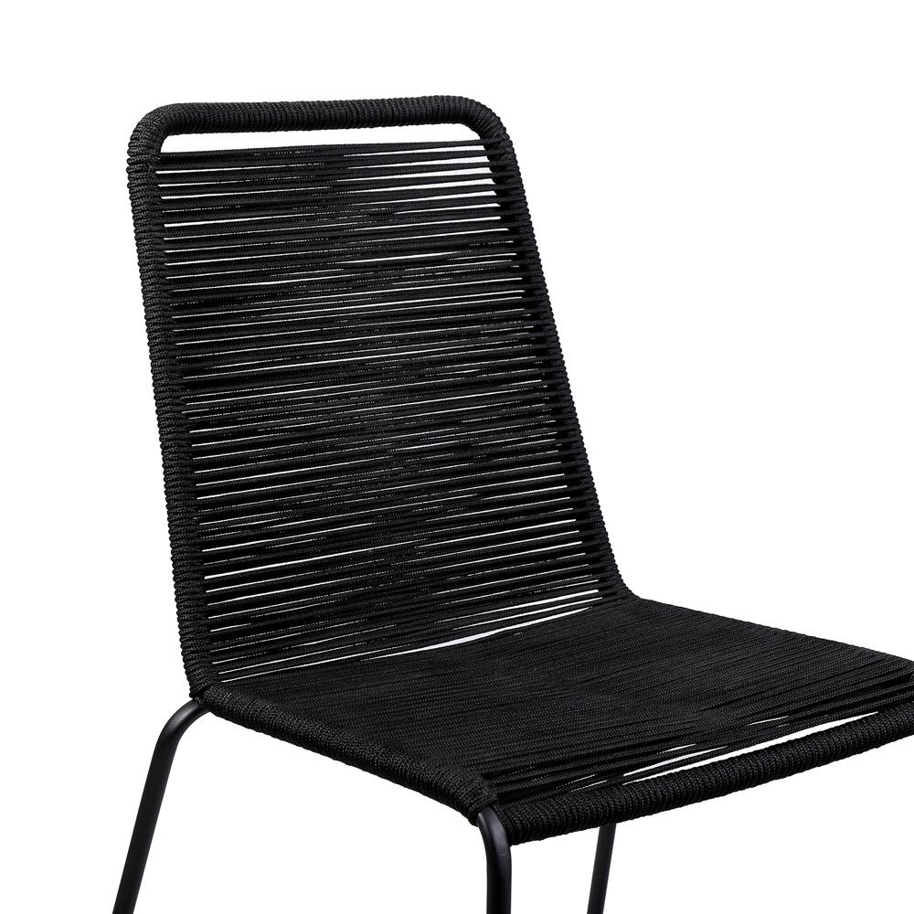 Armen Living - Shasta Outdoor Metal and Black Rope Stackable Dining Chair (Set of 2) - LCSHSIBLK veiw 5