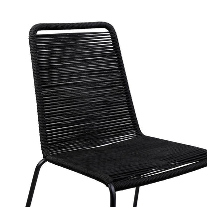 Armen Living - Shasta Outdoor Metal and Rope Stackable Dining Chair (Set of 2) - LCSHSIBRK veiw 5