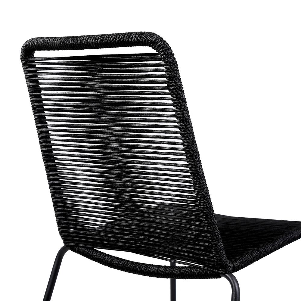 Armen Living - Shasta Outdoor Metal and Black Rope Stackable Dining Chair (Set of 2) - LCSHSIBLK veiw 6