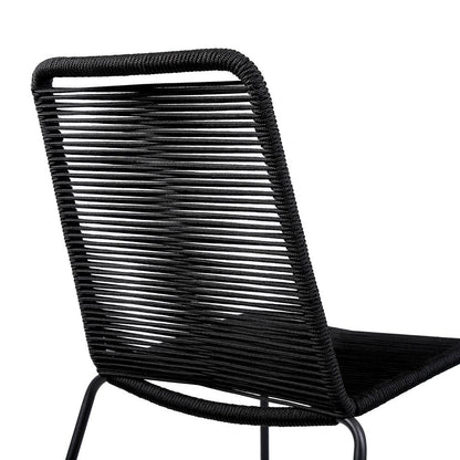 Armen Living - Shasta Outdoor Metal and Black Rope Stackable Dining Chair (Set of 2) - LCSHSIBLK veiw 6