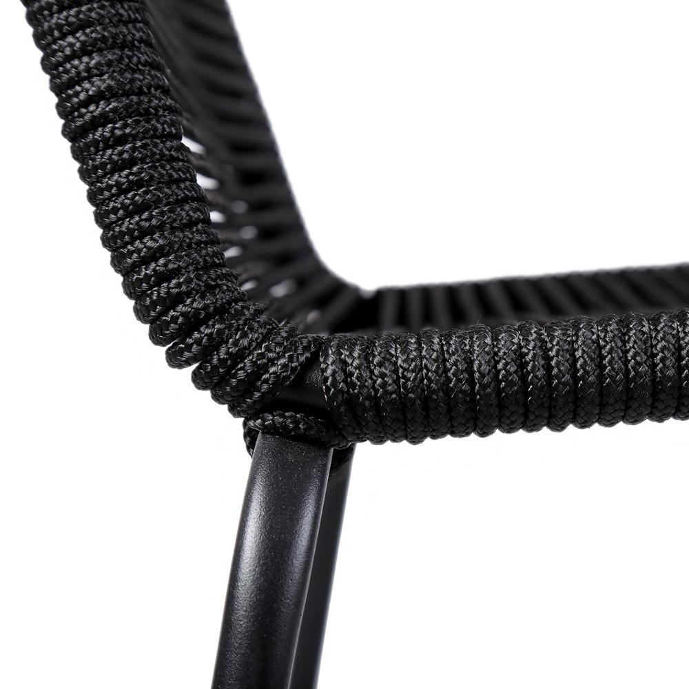Armen Living - Shasta Outdoor Metal and Rope Stackable Dining Chair (Set of 2) - LCSHSIBRK veiw 7
