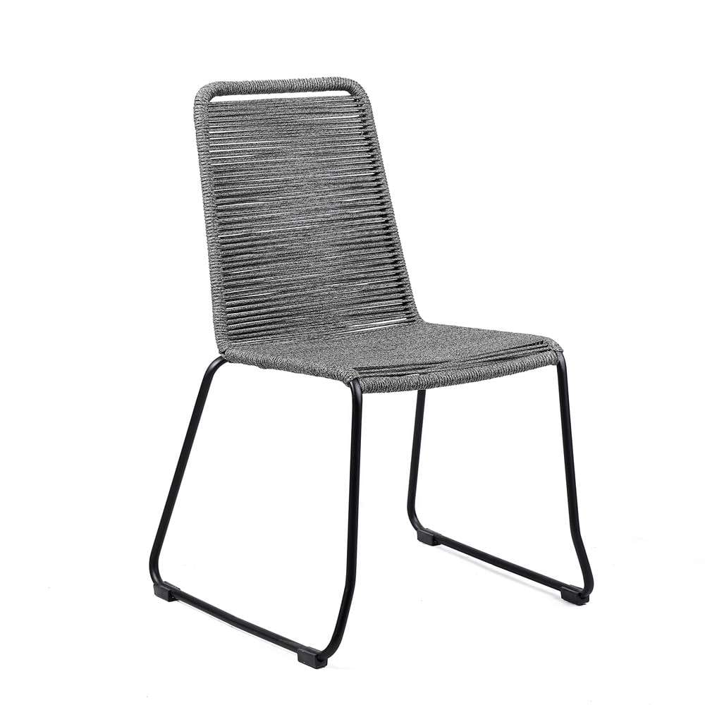 Armen Living - Sydney and Shasta 3 Piece Outdoor Patio 36in Dining Set in Black Eucalyptus Wood and Grey Rope - 840254333789 veiw 2