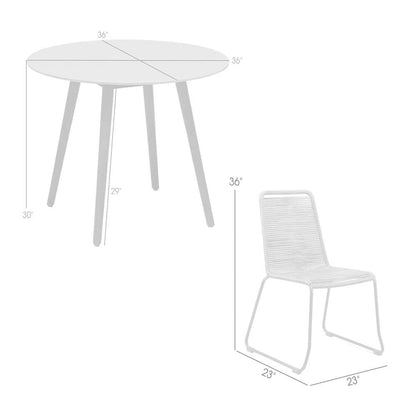 Armen Living - Sydney and Shasta 3 Piece Outdoor Patio 36in Dining Set in Black Eucalyptus Wood and Grey Rope - 840254333789 veiw 9