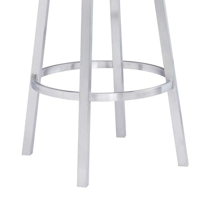 Armen Living - Titana 30in Bar Height Swivel Grey Faux Leather and Brushed Stainless Steel Bar Stool - 840254335066 veiw 6