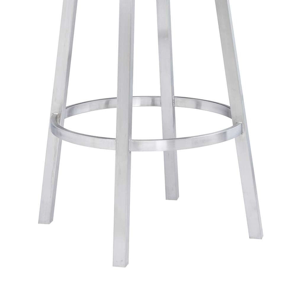 Armen Living - Titana 30in Bar Height Swivel White Faux Leather and Brushed Stainless Steel Bar Stool - 840254335080 veiw 6