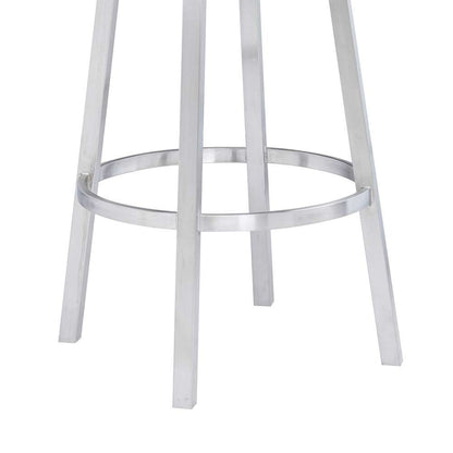 Armen Living - Titana 30in Bar Height Swivel White Faux Leather and Brushed Stainless Steel Bar Stool - 840254335080 veiw 6