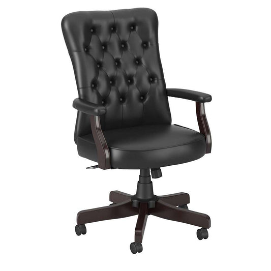 Bush Furniture - Arden Lane High Back Tufted Office Chair with Arms in Black Leather - CH2303BLL-03 veiw 2