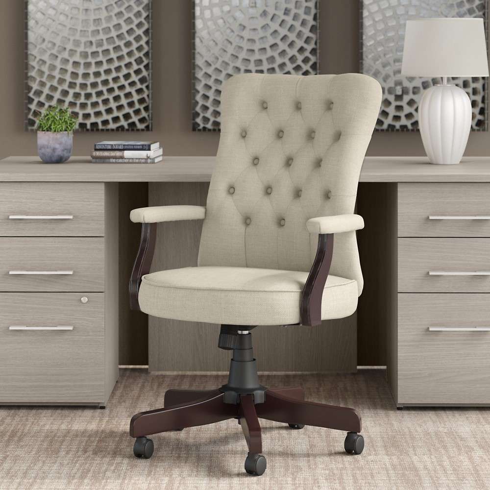 Bush Furniture - Arden Lane High Back Tufted Office Chair with Arms in Cream Fabric - CH2303CRF-03 veiw 1