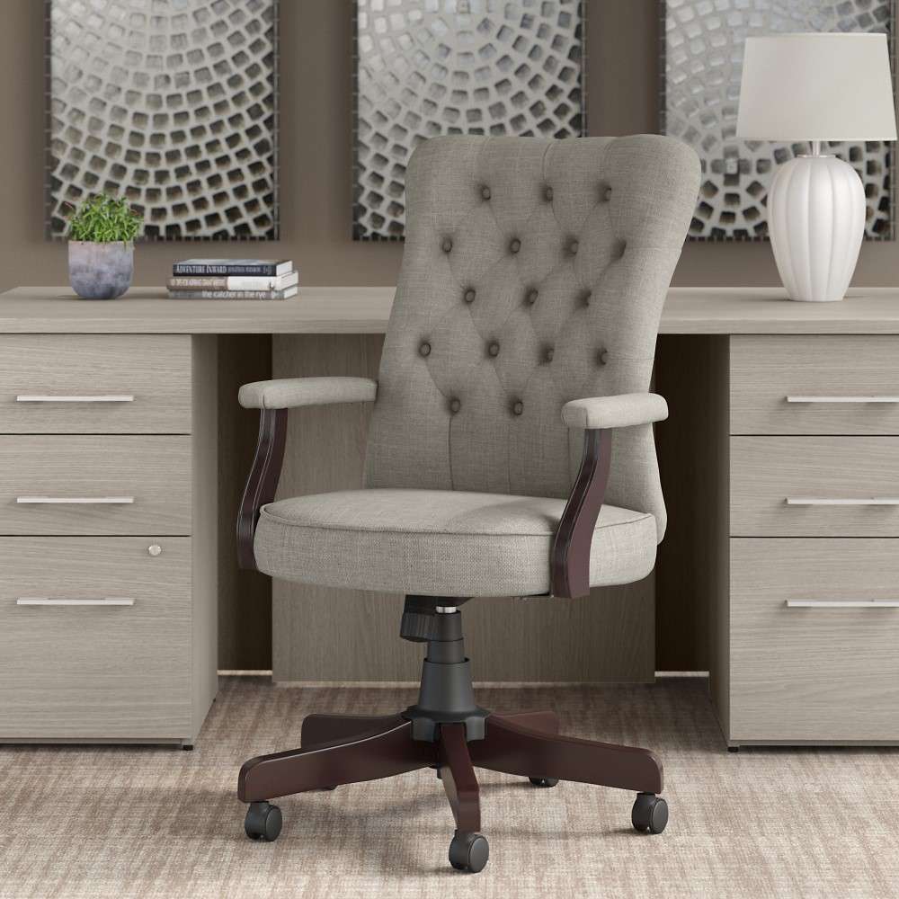 Bush Furniture - Arden Lane High Back Tufted Office Chair with Arms in Light Gray Fabric - CH2303LGF-03 veiw 1