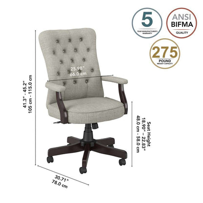 Bush Furniture - Arden Lane High Back Tufted Office Chair with Arms in Light Gray Fabric - CH2303LGF-03 veiw 6