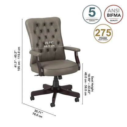 Bush Furniture - Arden Lane High Back Tufted Office Chair with Arms in Washed Gray Leather - CH2303WGL-03 veiw 6
