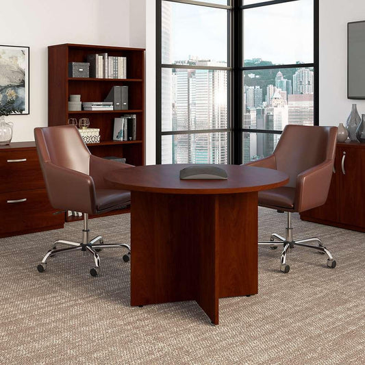 Bush Furniture - BBF 42W Round Conference Table w Wood Base in Hansen Cherry - 99TB42RHC veiw 2