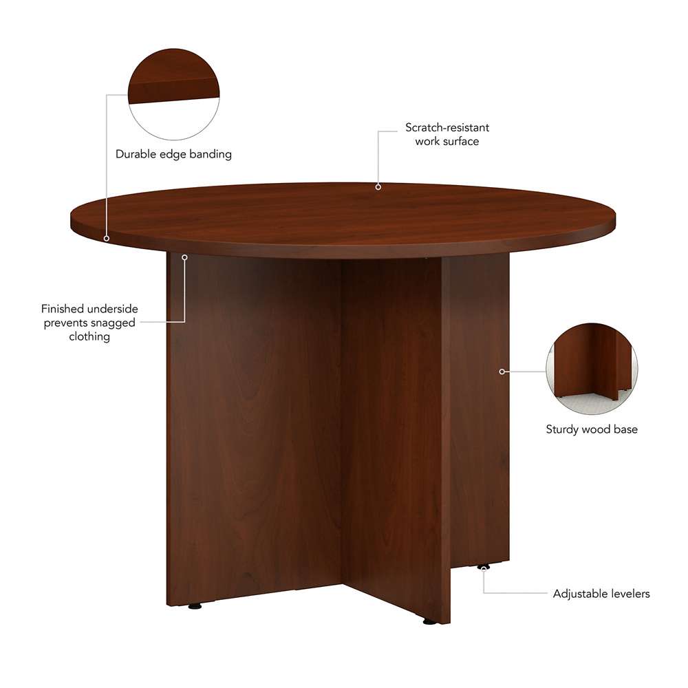 Bush Furniture - BBF 42W Round Conference Table w Wood Base in Hansen Cherry - 99TB42RHC veiw 3
