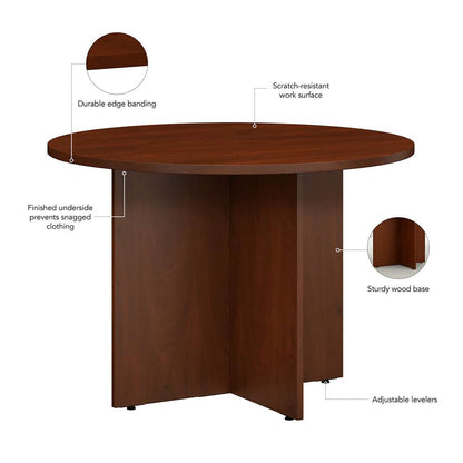 Bush Furniture - BBF 42W Round Conference Table w Wood Base in Hansen Cherry - 99TB42RHC veiw 3