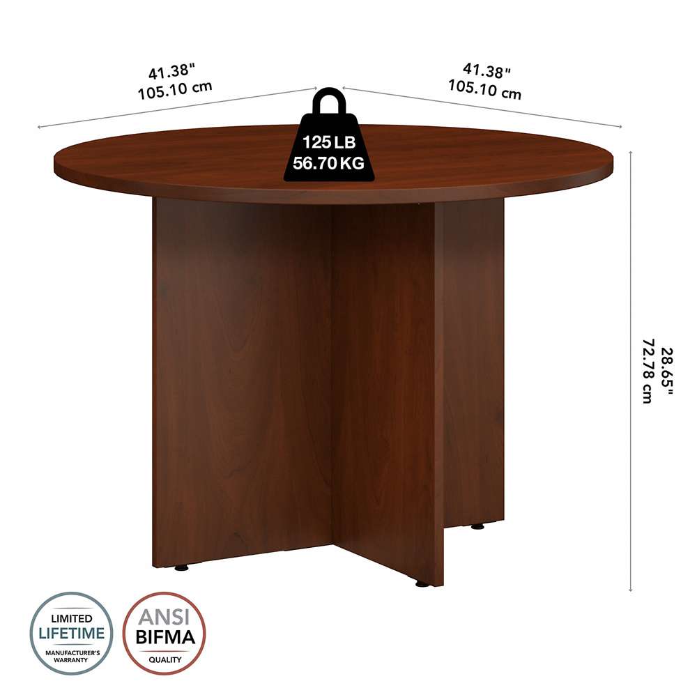 Bush Furniture - BBF 42W Round Conference Table w Wood Base in Hansen Cherry - 99TB42RHC veiw 5