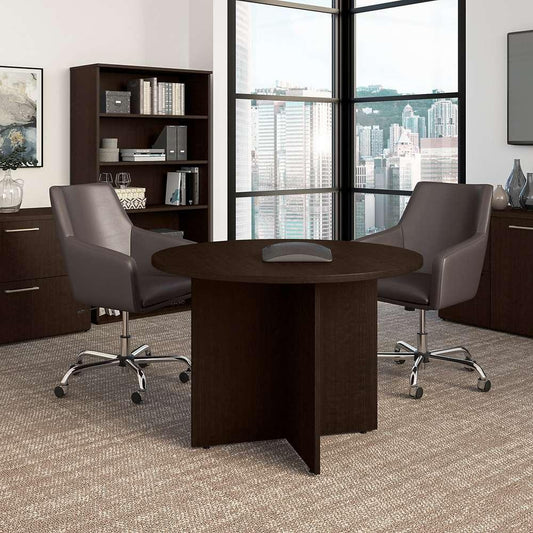 Bush Furniture - BBF 42W Round Conference Table w Wood Base in Mocha Cherry - 99TB42RMR veiw 2