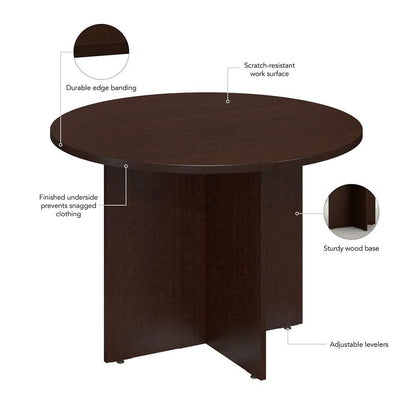 Bush Furniture - BBF 42W Round Conference Table w Wood Base in Mocha Cherry - 99TB42RMR veiw 3