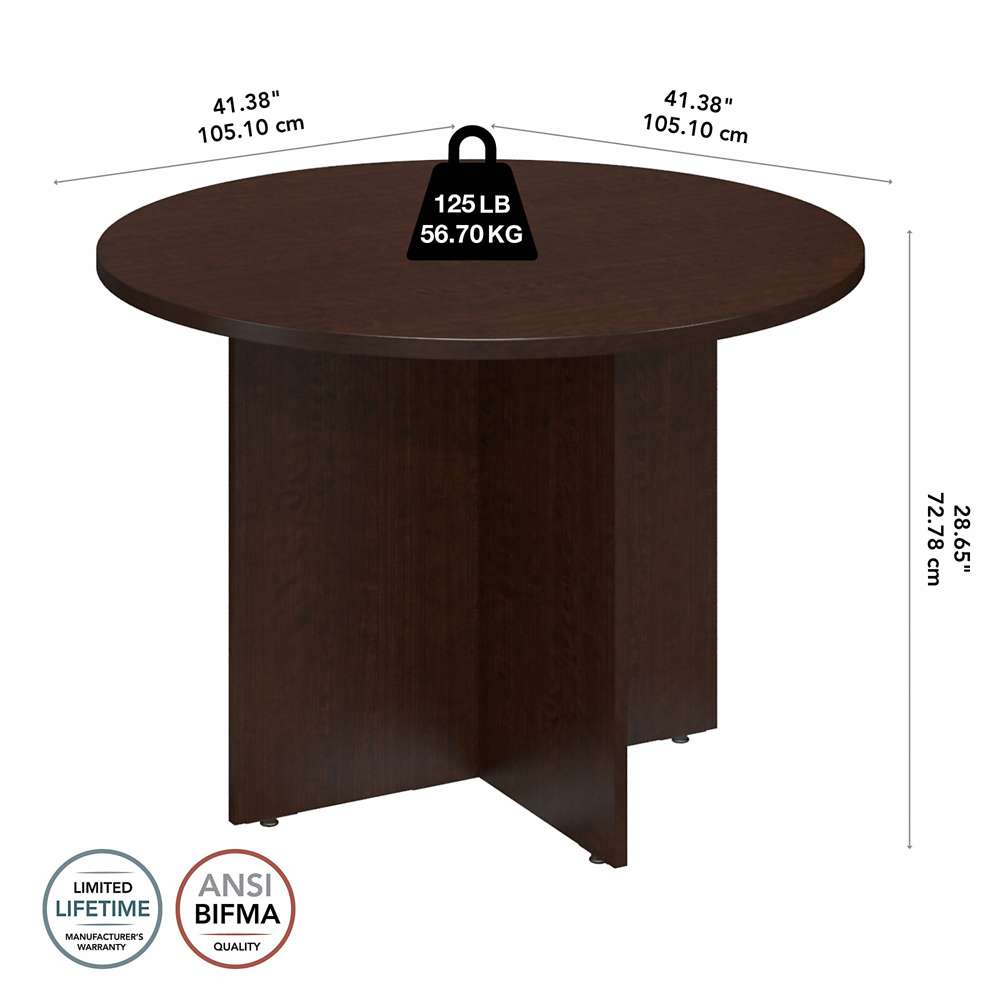 Bush Furniture - BBF 42W Round Conference Table w Wood Base in Mocha Cherry - 99TB42RMR veiw 5