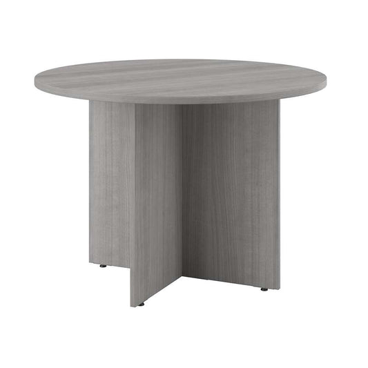 Bush Furniture - BBF 42W Round Conference Table w Wood Base in Platinum Gray - 99TB42RPG veiw 1