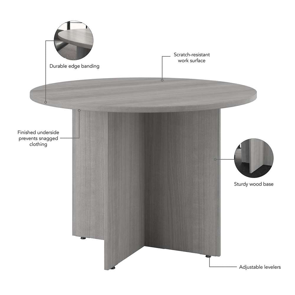 Bush Furniture - BBF 42W Round Conference Table w Wood Base in Platinum Gray - 99TB42RPG veiw 3