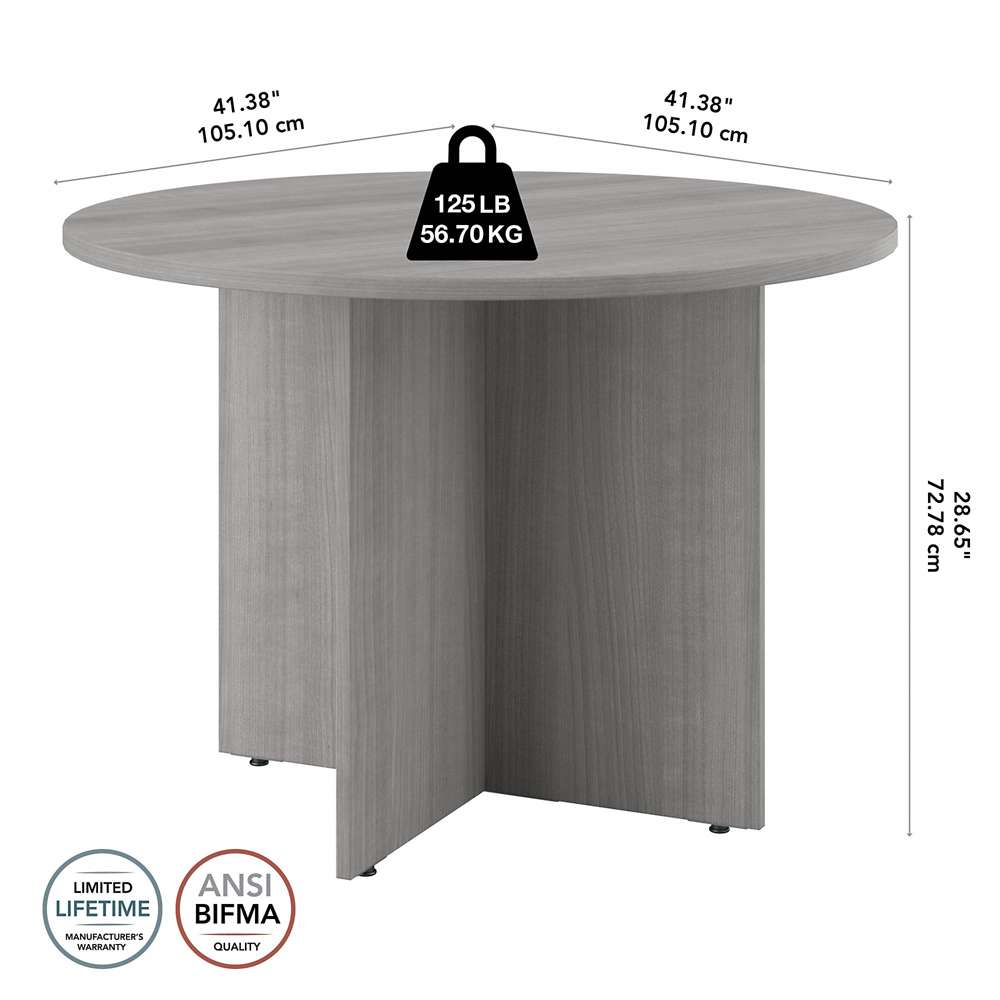 Bush Furniture - BBF 42W Round Conference Table w Wood Base in Platinum Gray - 99TB42RPG veiw 5