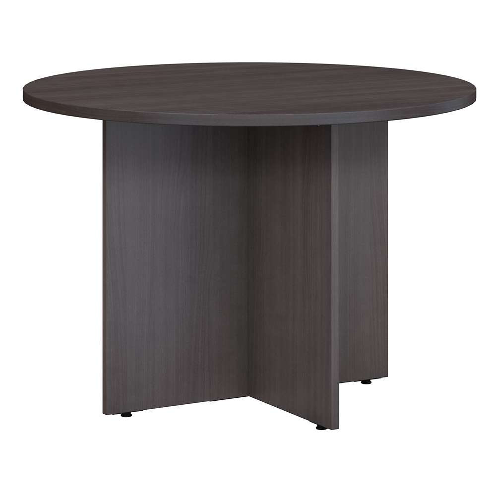 Bush Furniture - BBF 42W Round Conference Table w Wood Base in Storm Gray - 99TB42RSG veiw 1
