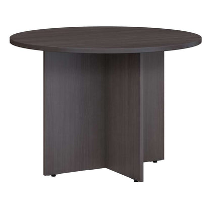 Bush Furniture - BBF 42W Round Conference Table w Wood Base in Storm Gray - 99TB42RSG veiw 1
