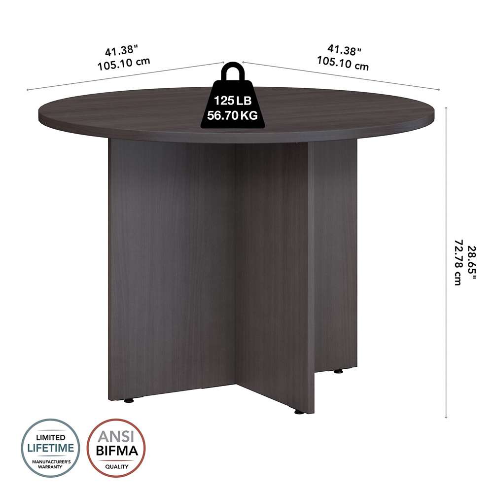 Bush Furniture - BBF 42W Round Conference Table w Wood Base in Storm Gray - 99TB42RSG veiw 5