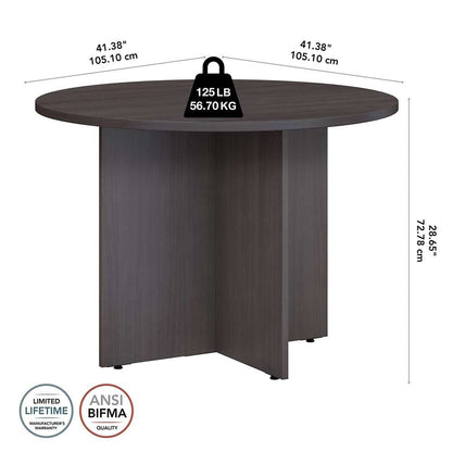 Bush Furniture - BBF 42W Round Conference Table w Wood Base in Storm Gray - 99TB42RSG veiw 5