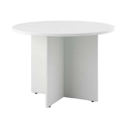 Bush Furniture - BBF 42W Round Conference Table w Wood Base in White - 99TB42RWH veiw 1