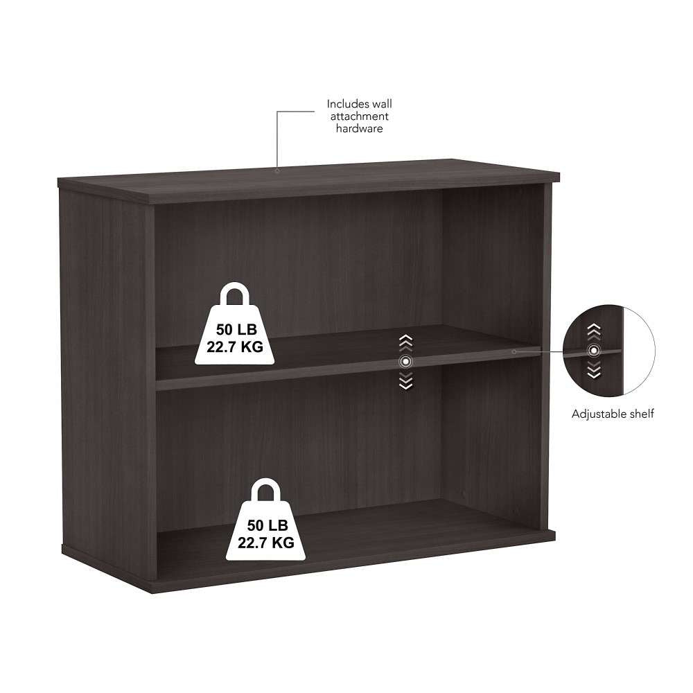 Bush Furniture - BBF Small 2 Shelf Bookcase in Storm Gray - BK3036SG veiw 6