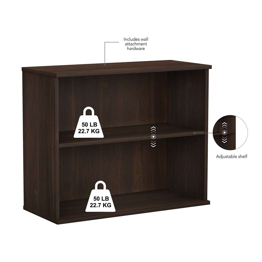 Bush Furniture - BBF Small 2 Shelf Bookcase in Black Walnut - BK3036BW veiw 6