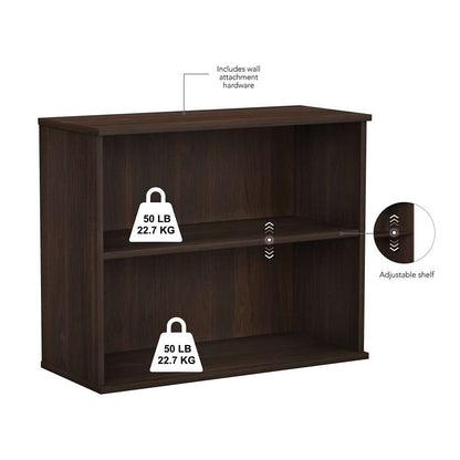 Bush Furniture - BBF Small 2 Shelf Bookcase in Black Walnut - BK3036BW veiw 6