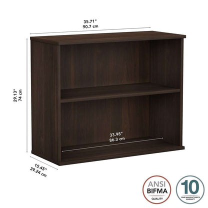 Bush Furniture - BBF Small 2 Shelf Bookcase in Black Walnut - BK3036BW veiw 7